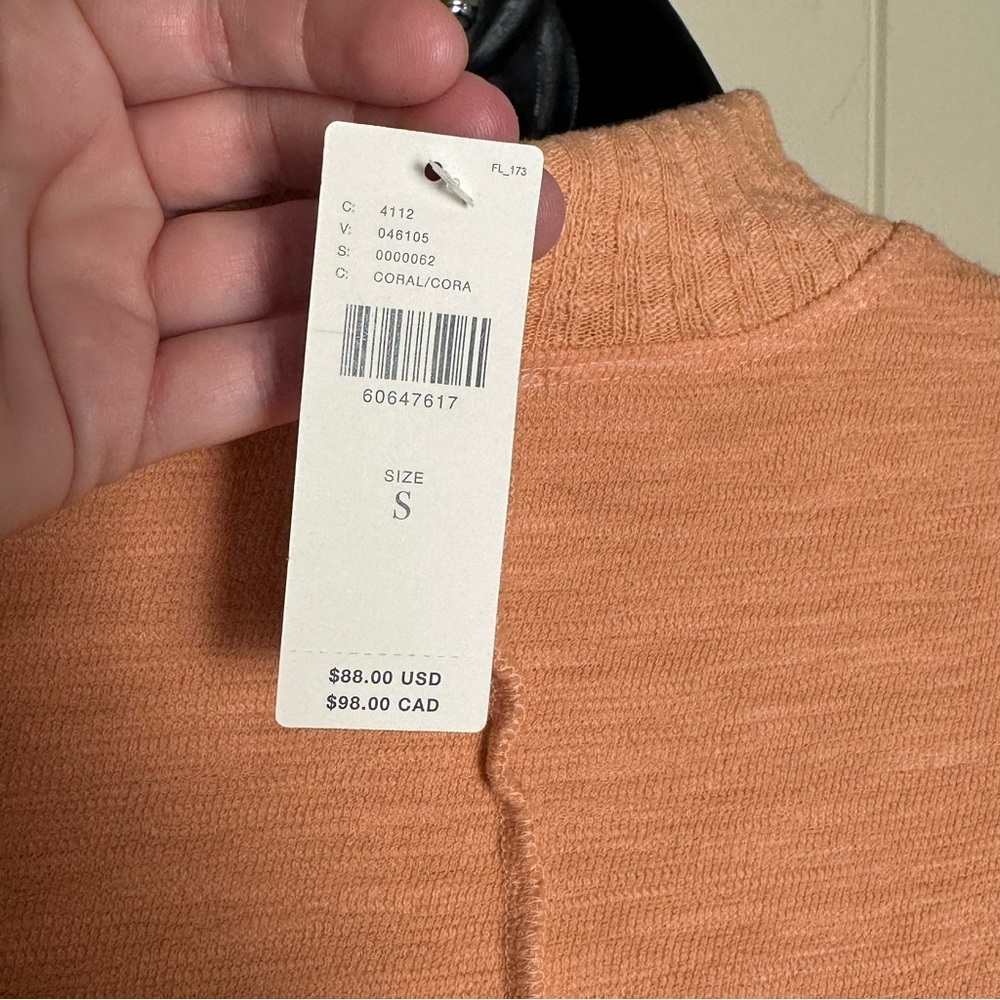 Amadi by Anthropologie Francesca Mock Neck Sweater Peach/Coral Pink NWT Small - Picture 15 of 16